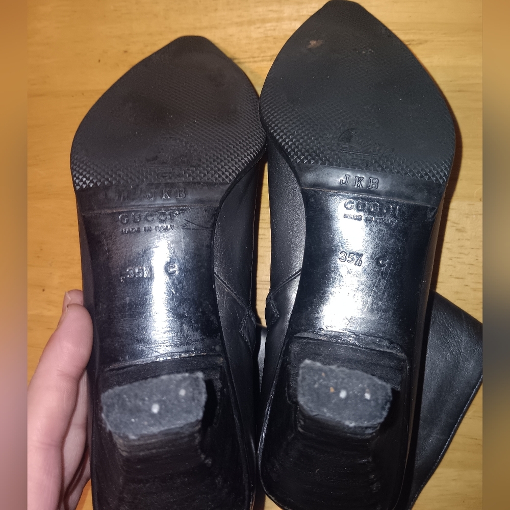 Gucci GG Leather Zip Heeled Ankle Boots Size 35 1/2 - Picture 7 of 7
